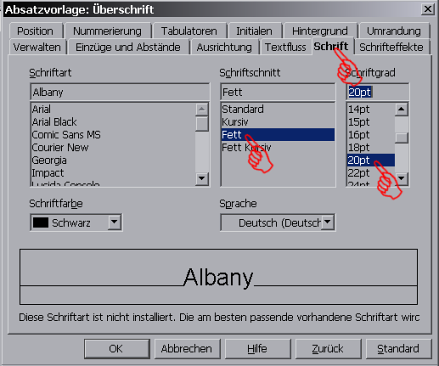 Schrift &auml;ndern